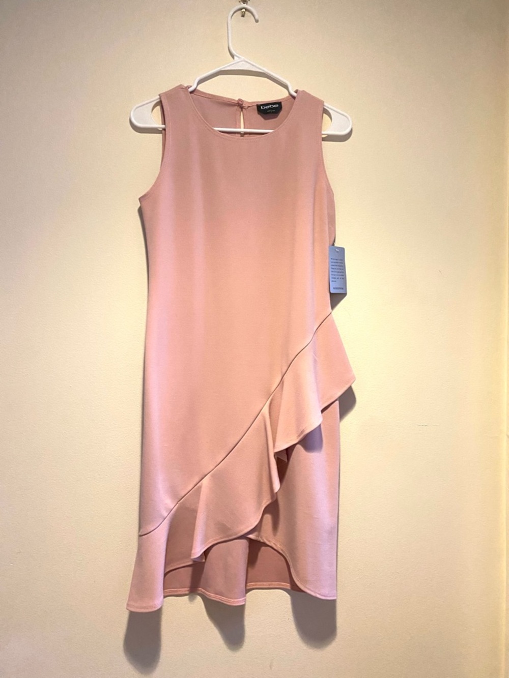 NWT bebeBlush Pink High-Low Ruffle Shift Dress Size 2